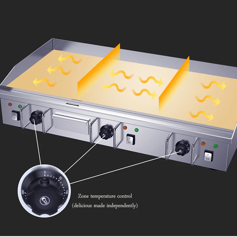 Peralatan Nasi Goreng Wajan Listrik Mie Dingin Panggang Diperpanjang Teppanyaki Besar Teppanyaki Komersial