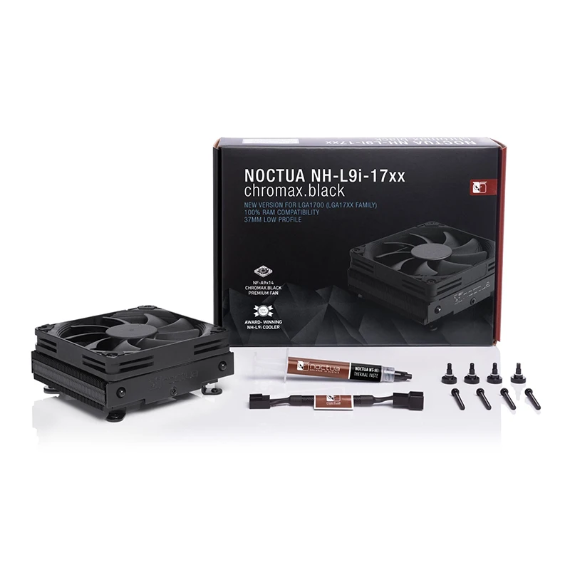 Imagem -05 - Noctua Nh-l9i17xx Chrome Thin Cpu Cooler Caixa Pequena Down Pressure Radiador Refrigerado a ar Ventilador Pwm para Intel Lga1700 Preto Itx 92 Milímetros