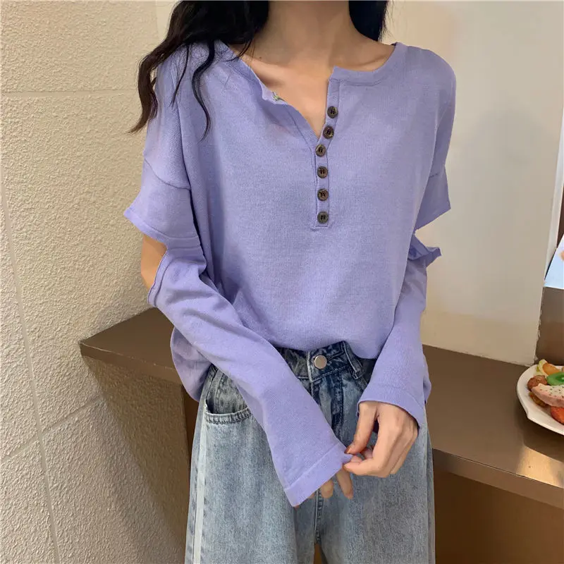 Woman Sweaters Autumn 2024 Top Ripped Striped Loose Women's Sweater Femme Chandails Pull Hiver