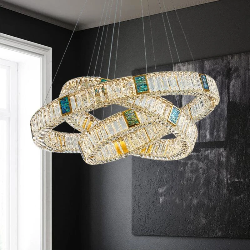 

New design LED crystal chandeliers living room modern luxury dining room villa creative designer circular loft lighting