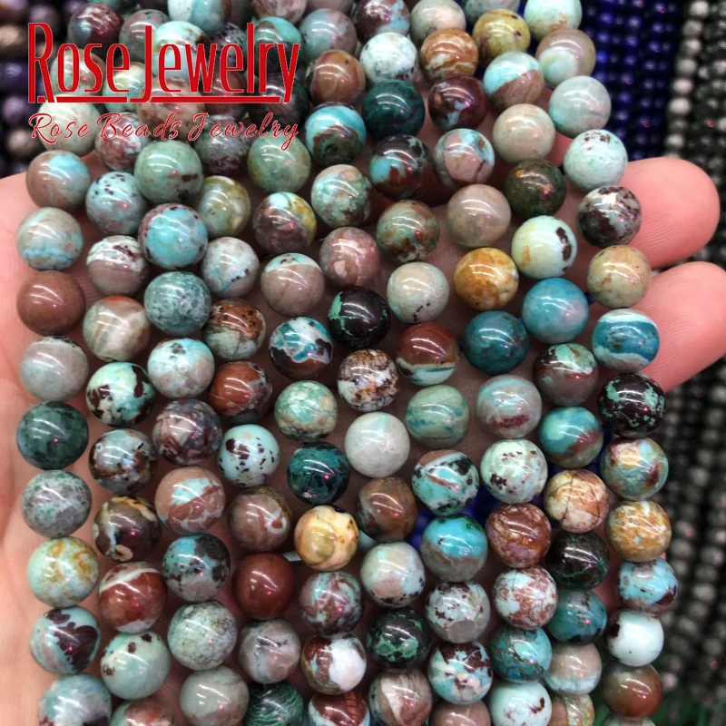 100% 5A Natural Phoenix Turquoises Stone Beads Round Loose Spacer Beads 6 8 10mm For Jewelry Making DIY Bracelet Necklace 15''