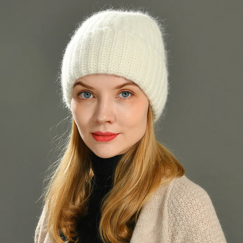 Women Winter Hats Stretchy Casual Woman Bonnet Pure Color Hats For Girls Baggy Long Hats Ribbed Cashmere Knitted Brimless Beanie