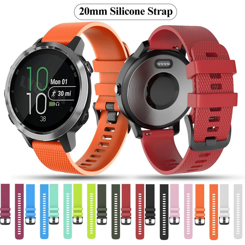 Ремешок для наручных часов 20 мм для Garmin шнур/SQ/Vivomove HR/Vivoactive 3, силиконовый браслет Forerunner 245 645, браслет для часов