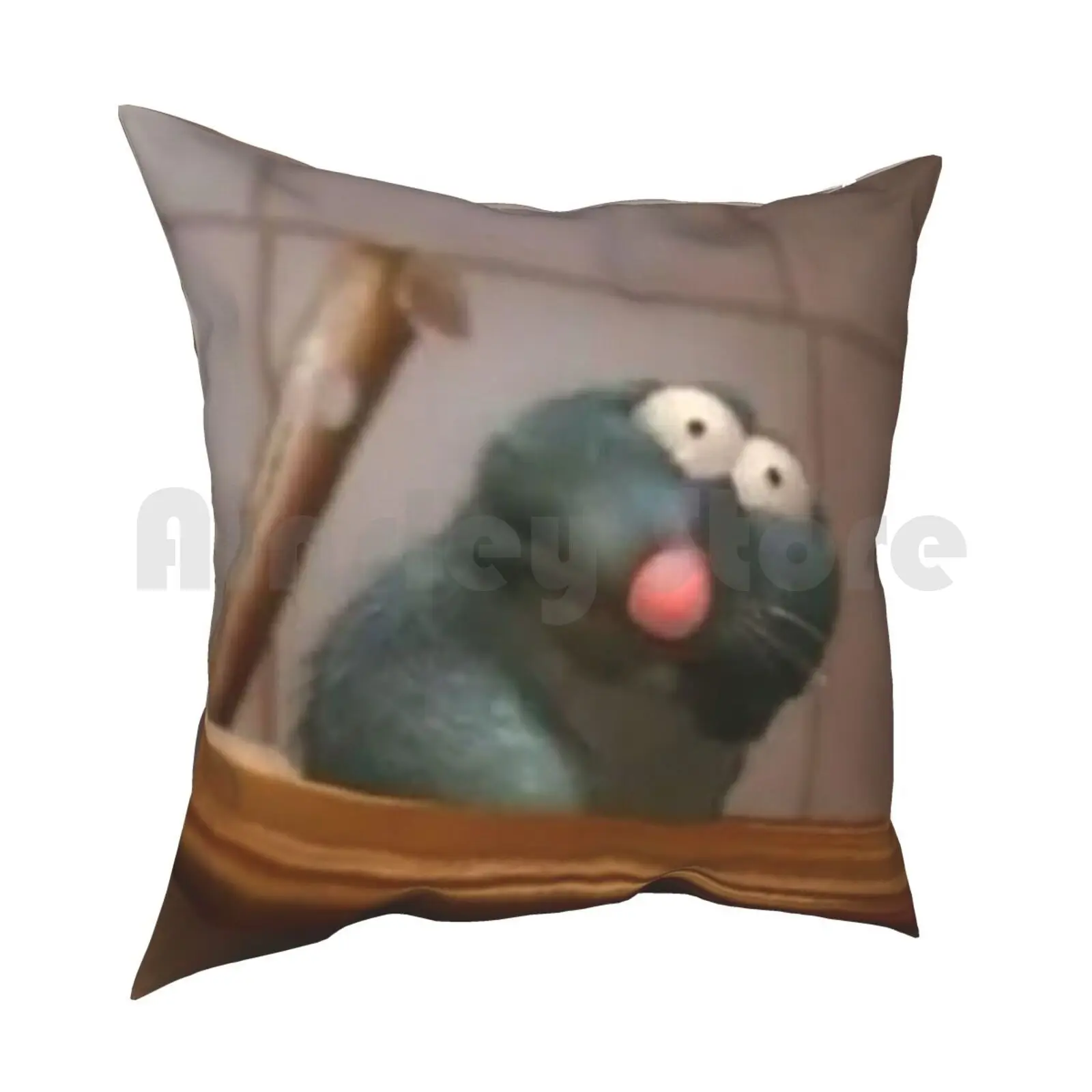 Remy The Vomiting Rat Pillow Case Printed Home Soft Throw Pillow Funny Meme Food Ratatouille Mouse Vomit Hilarious Rat