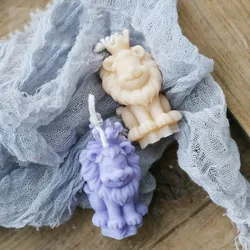 3D Crown Little Lion Aromatherapy Gypsum Candle Molds Animals Chocolate Epoxy Baking Moulds Home Decoration Silicone Mold