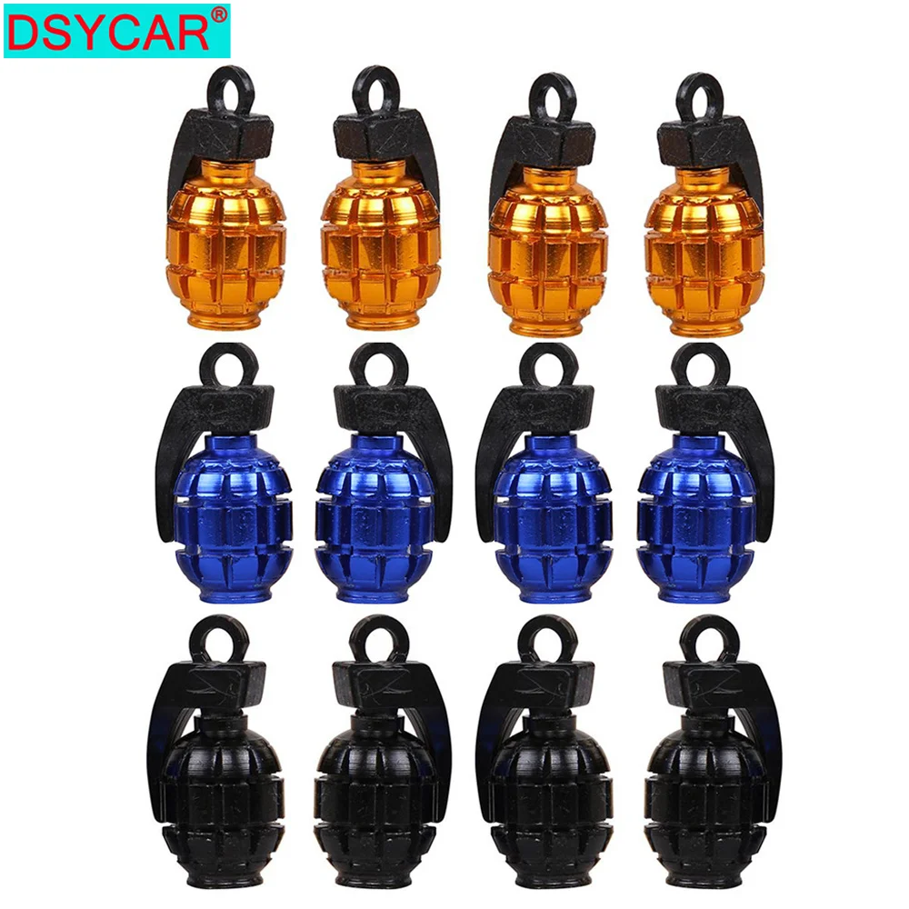 

DSYCAR 4Pcs/lot Universal Grenade Bike Moto Car Tires Wheel Valve Caps Dust Cover Car Styling for Fiat Audi Ford Bmw Lada Jeep