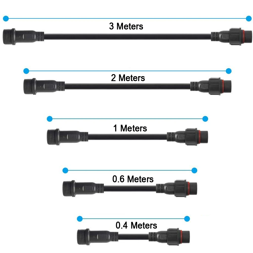 2pin 3pin 4pin 5pin DC LED Strip Waterproof Connector Light Extension Cable Black/White Wire Male to Female 40 60 100 200 300cm