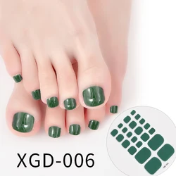 22tips/Sheet Color Toe Nail Stickers/Strips Toenail Wraps adesivo per unghie autoadesivo per la decorazione delle unghie dei piedi accetta Drop Ship