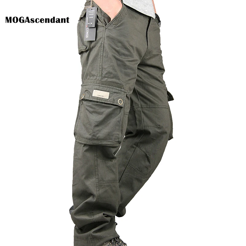 

Cargo Pants Men Cotton Casual Long Trousers Spring Loose Straight Multi Pocket Pantalon Homme Overalls Military Tactical Pants