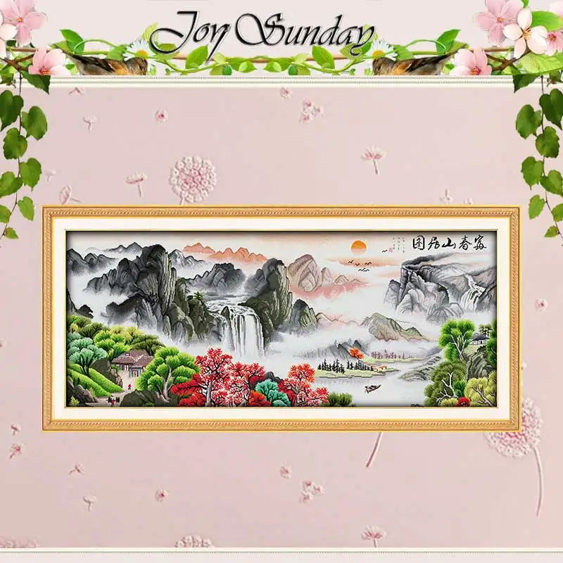 Dwelling in the Fuchun Mountains Counted Cross Stitch Set Wholesale 11CT 14CT Printed DMC Cross-stitch Kit Embroidery Needlework