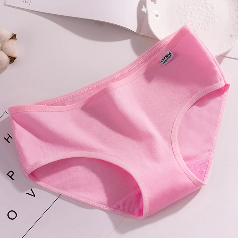 5Pcs Girl 100% Cotton Underwear Solid Color Lingerie Sexy Women Panties Underwear M String Simple Womens Underwear Girl Briefs