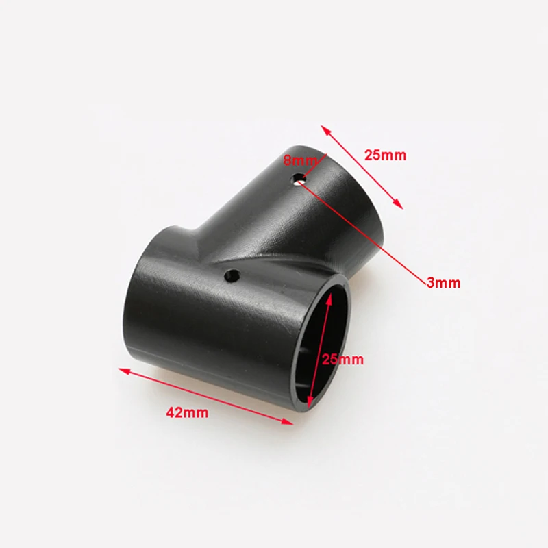 2PCS Aluminum Alloy 25mm to 25mm Tripod Tilt Tee Joint Carbon Tube Fixed Three-way Connector Adapter for RC Agriculture UAV