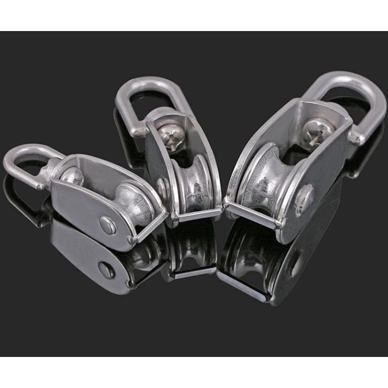 304 stainless steel single / double pulley wire rope chain traction fixed pulley lifting load pulley single pulley