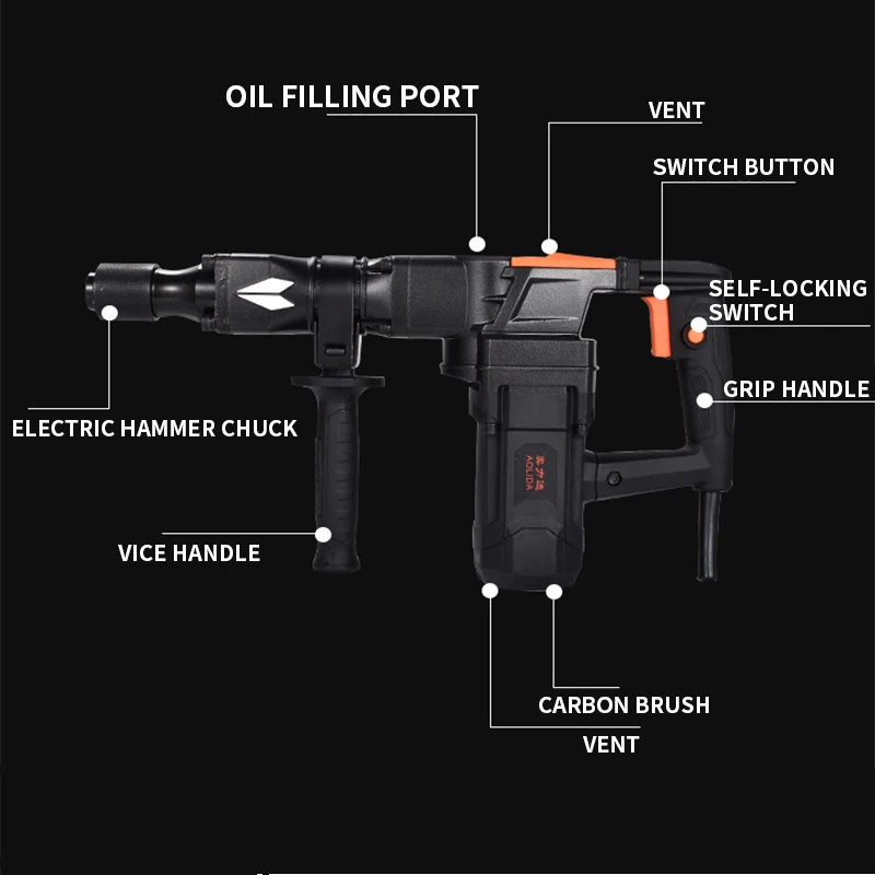 220V Electric Pick High-Power Heavy-Duty Household Industrial-Grade Impact Concrete Professional Power Tool For Demolition