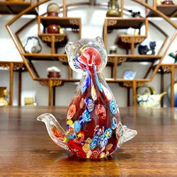 Modern Art Hand Blown Glass Cat Figurine Crystal Animal Sculpture Cute Pet Ornament Creative Craft Kids Gift Home Table Decor