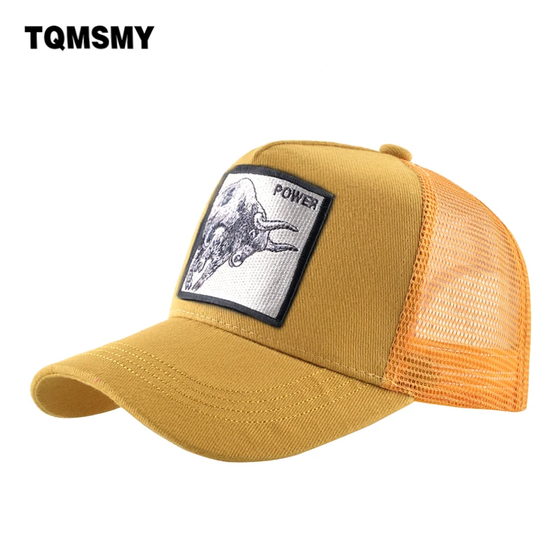 TQMSMY Streetwear Baseball Cap With Embroidery Bull Patch Snapback Hat Solid Color Summer Trucker Cap Men Women Visor Hat TMDHGN