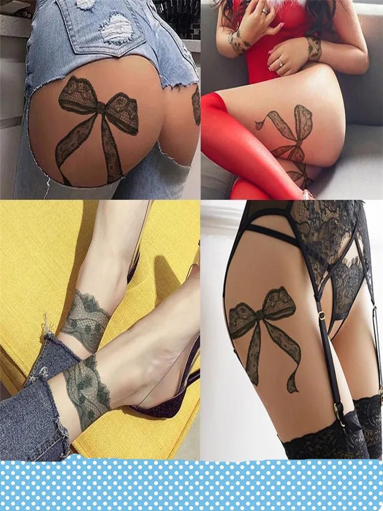 Sexy Black Lace Thigh Private Parts Temptation Tattoo Sticker