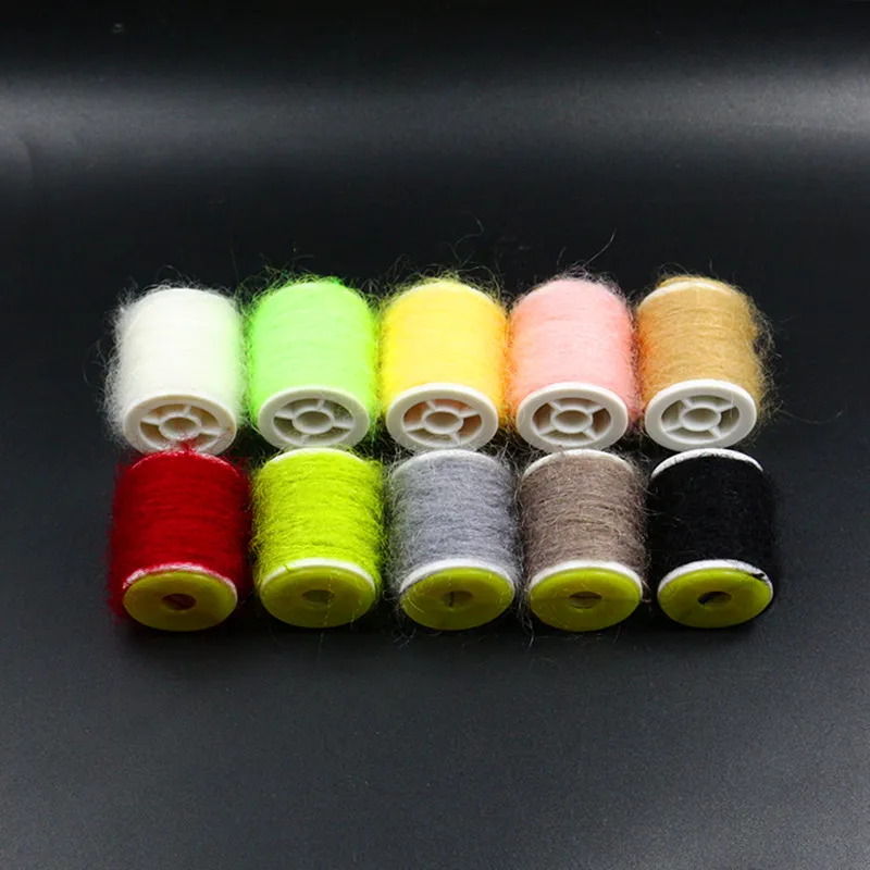 1spool super fine leech mohair yarn 20yards spooled angora hair dubbing fly tying thread buggy nymph thorax body tying materials