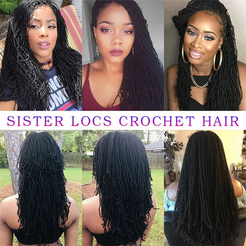 Extensiones de cabello de ganchillo sintético para mujeres negras, 18 ", Sister Locs Faux Locs, accesorios para el cabello