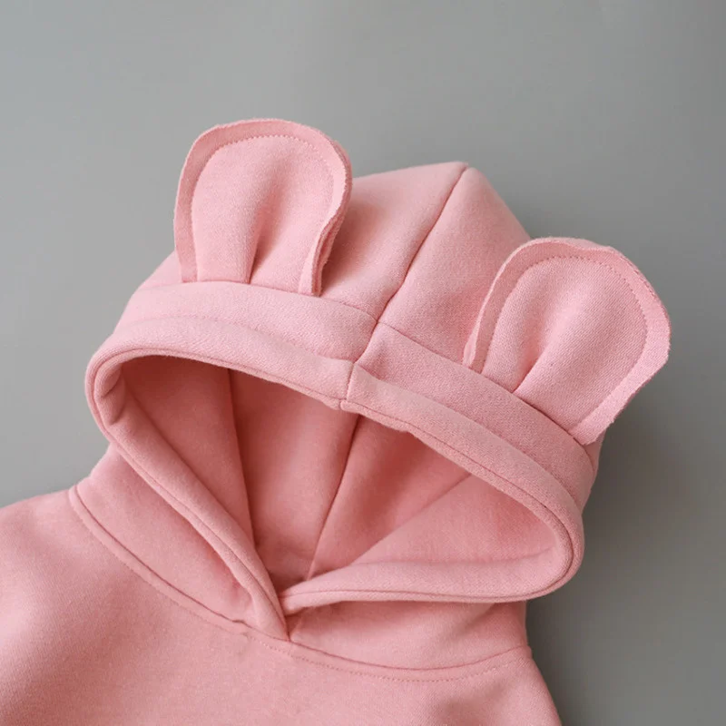 Cute Baby Girls Hoodies Kids Boys Autumn Fleece Sweater with Bear Ear Spring Baby Boys Clothes Solid Infant Children\'s Clothing