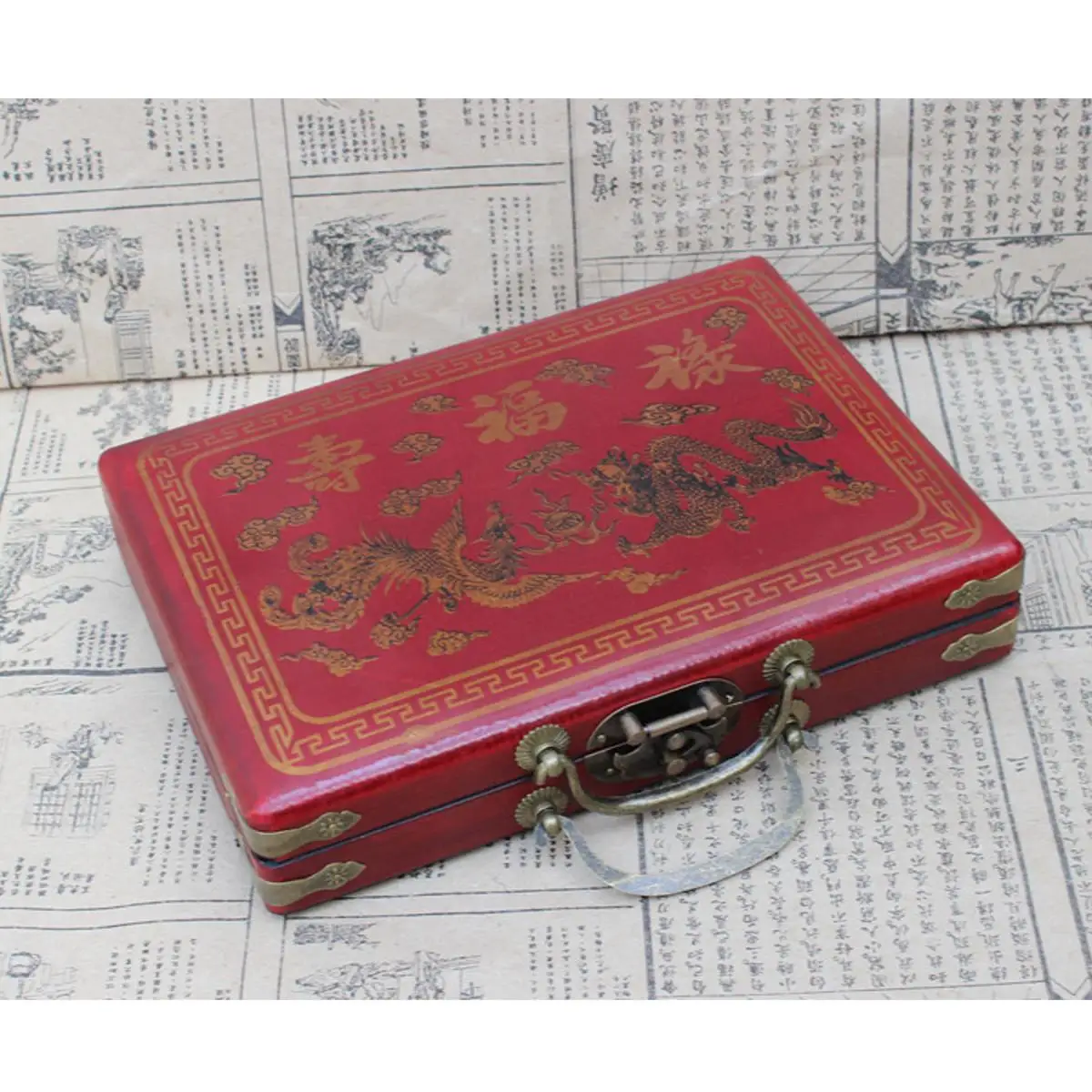 Ensemble de Mah-Jong chinois portable, jeu de société numéroté avec boîte, jouet de fête vintage, 144 tuiles