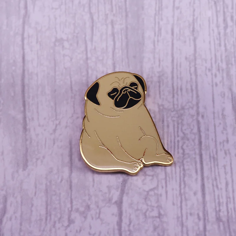 Relaxing Dog Cartoon Brooch Metal Enamel Lapel Badge Collect  Denim Jacket Backpack Pin Decoration Children Fashion Gifts