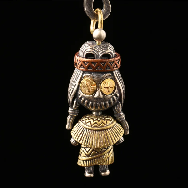 Indian traveler doll witch tease S925 silver pendant female tide retro voodoo doll couple pendant