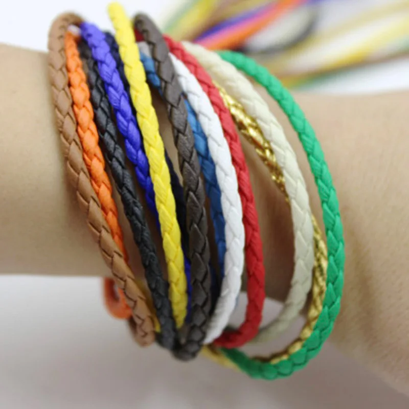 5meters Colorful Braided PU Leather Strap Findings 3mm Round  Leathe Solid Color String Cord DIY Necklace Bracelet Making