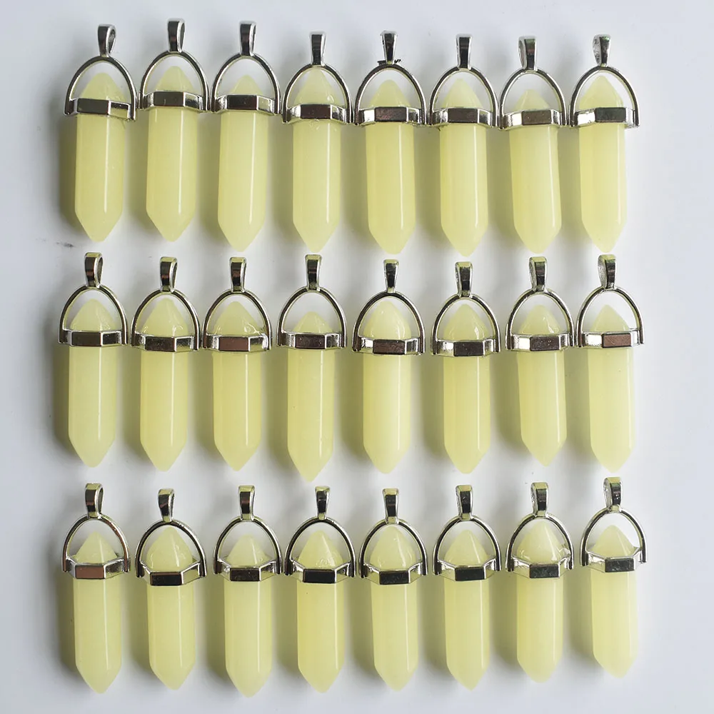 Wholesale 24pcs/lot fashion luminous stone pillar shape point charms pendants for jewelry Accessories making free shipping