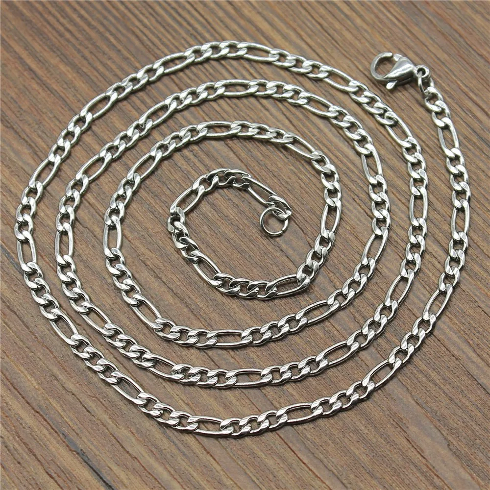 WYSIWYG 2pcs Length 55cm 3x4mm & 3x7mm Stainless Steel Chain With Lobster Clasp Necklace Chain DIY Jewelry Making