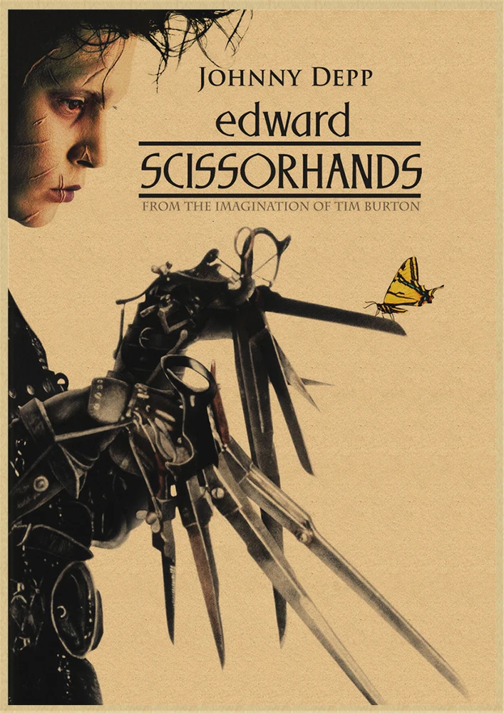 Edward Scissorhands movie Vintage Retro Matte Kraft Paper Antique Poster Wall Sticker Home Decora