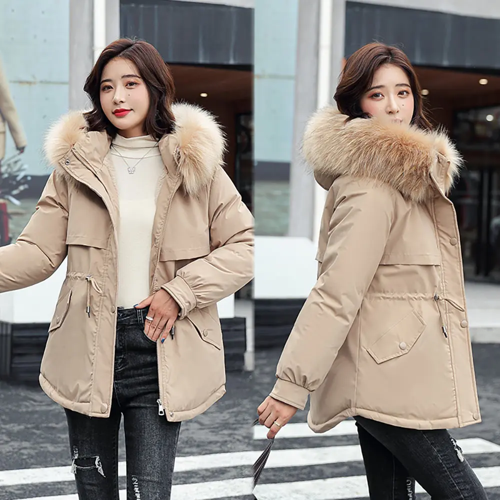 Vielleicht New Cotton Thick Warm Winter Jacket Coat Women Casual Short Parkas Winter Clothes Fur Lining Hooded Parka Mujer Coats