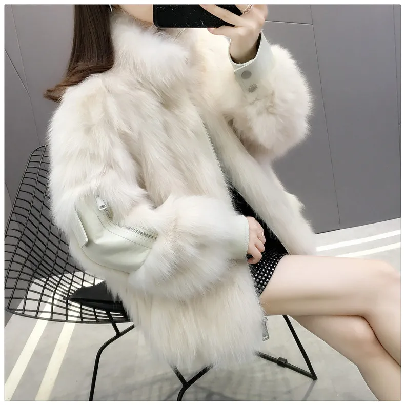 

Winter Women's Faux Fur Coat Warm Female Sheepskin Jacket Lamb Coat Artificial Fur Short Jacket