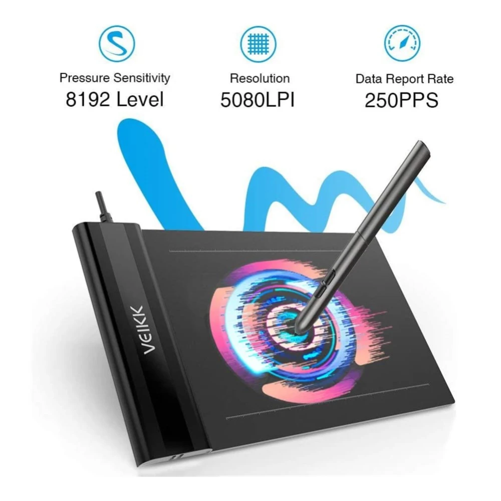 

Drawing Tablet VEIKK S640 Graphic Drawing Tablet Ultra-Thin 6x4 Inch Pen Tablet with 8192 Levels Battery-Free Passive Pen