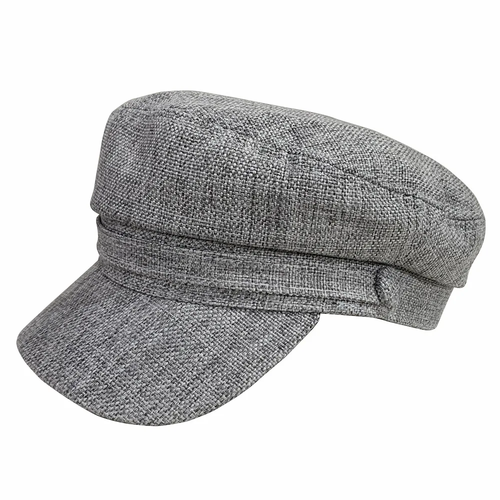 YOYOCORN Sun Fashion Unisex Linen Military Hat Autumn Sailor Hats For Women Men flat top captain Cap travel cadet hat navy Caps