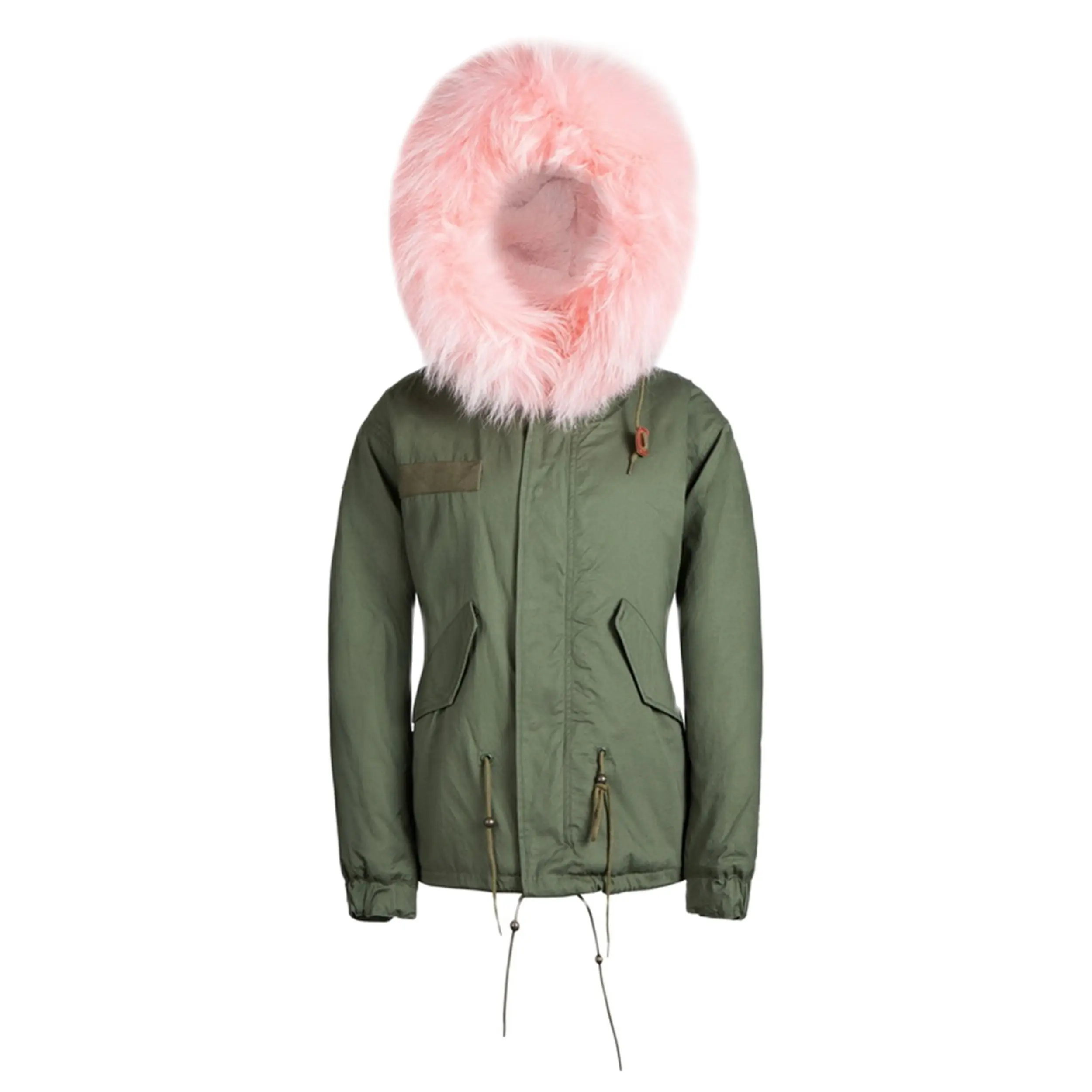 New Fashion Pink Collar Coat Cheap China Factory Price OEM Parka Fur Coat Mrs Fur Jacket Supplier