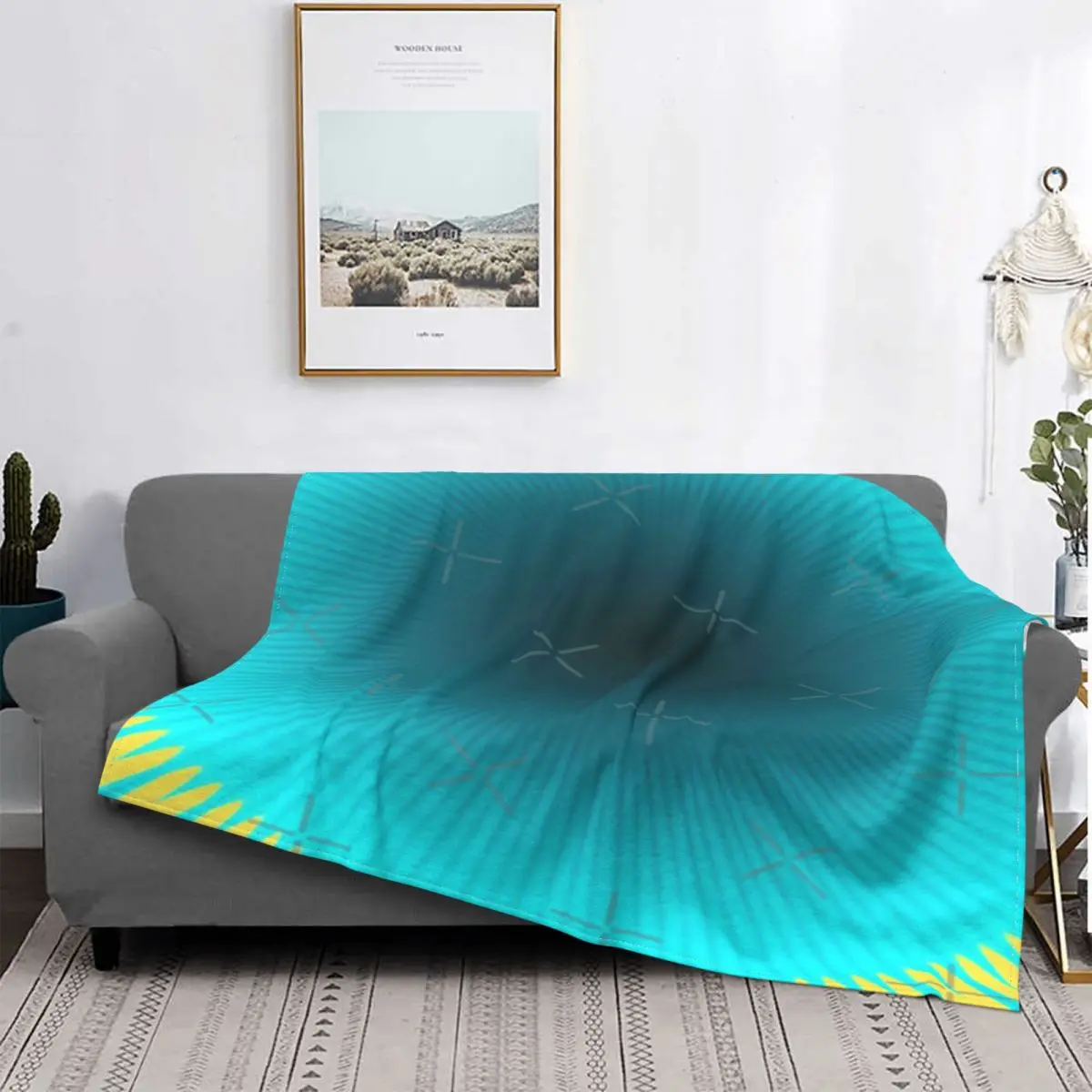 Manta de caleidoscopio para niños, cubrecama a cuadros, cobertor térmico para cama, sofá, cama y playa, color negro, azul y amar