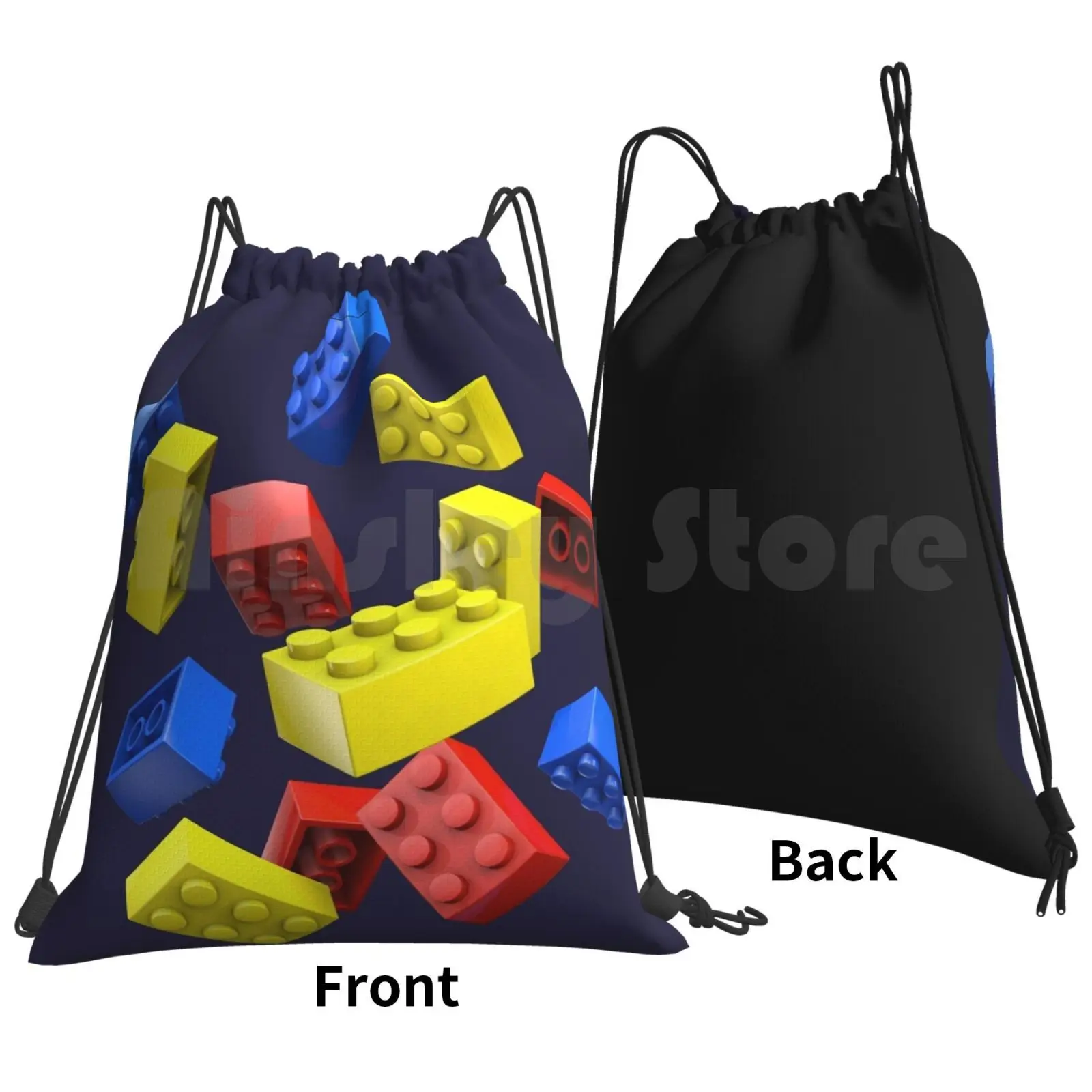 Falling Toy Bricks Backpack Drawstring Bag Riding Climbing Gym Bag  Brick Toy Pop Culture Funny Cool Fun Kids Toys Bricks