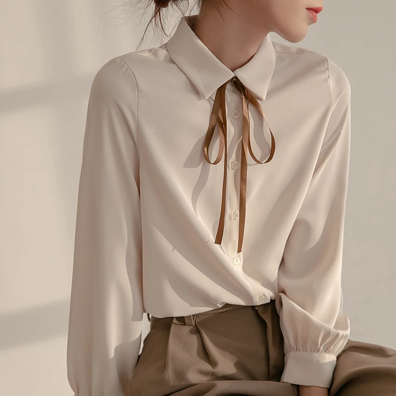 Shirt Women's Autumn 2021 Sweet Long Sleeve Tops Ladies Office Blusas Female Blouse Button Up Shirt Dropshipping Elegant 1480