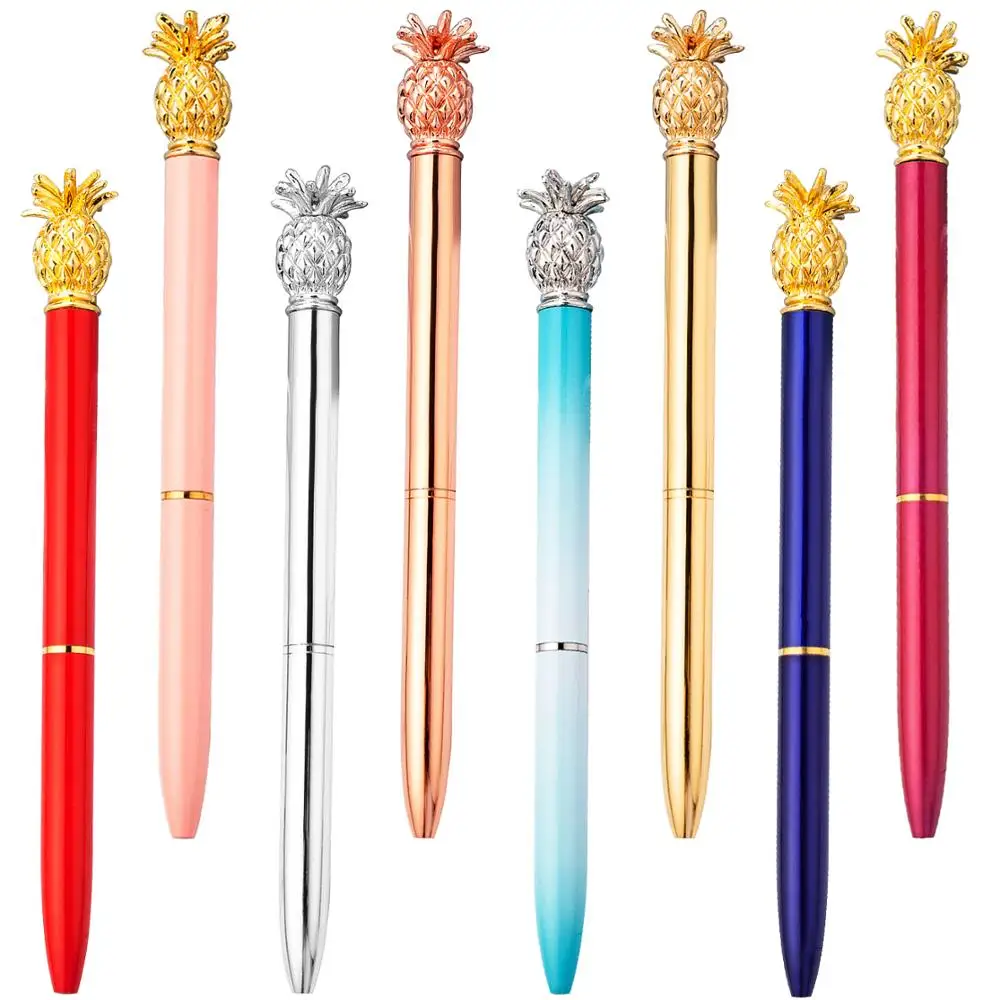 100Pcs Pineapple Pen Metal Ballpoint Pen Personalize Logo Business Gift Pen Office Stationery School Supplies