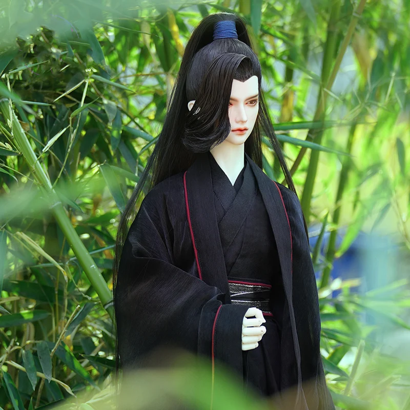 Peruka BJD 1/3 Starożytny Kostium Hanfu Długie Włosy Vintage Peruki Samurajskie Dla BJD/SD SD13 SD17 SSDF Akcesoria dla Lalki Mocnego Wujka C1113