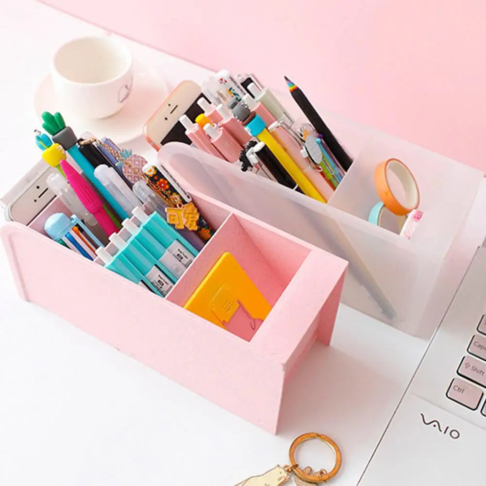 Suporte diagonal fosco para canetas, rack de mesa de armazenamento para papelaria