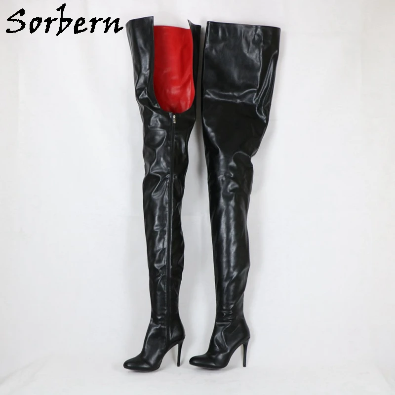 Sorbern Super Long Boots Women Unisex Styles High Heel Black And Red Shoes Round Toe Custom 85Cm In 125Cm Out Crossdresser Shoe