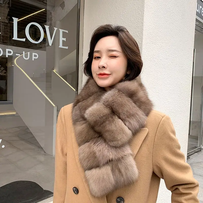 Warm Natural Mink Fur Scarf, Thick Scarves, Elegant Sabel Fur Coller, Luxury Shawl, 100% Real Fur, Winter Fashion