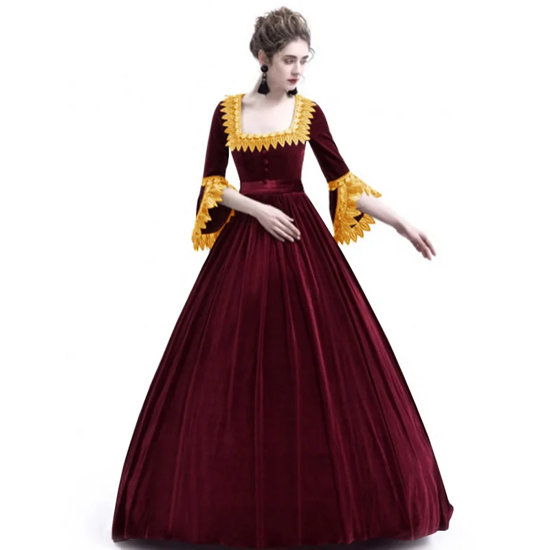 New Vintage Dresses Women Long Dress Plus Size Retro Renaissance Gothic Clothes Prom Party Dress Low Cut Dresses