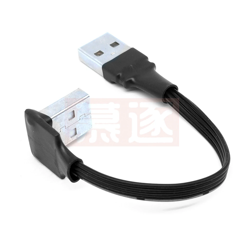 Super Flat flexible USB 2.0 A Male to Male 90 Angled Extension Adaptor cable USB2.0 male to male right/left/down/up