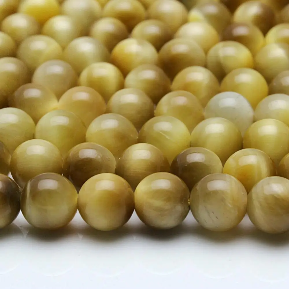 Natural Round Gold Tiger Eye AA Woodstone Gemstone Loose Beads 6 8 10 12 14mm For Necklace Bracelet DIY Jewelry Making