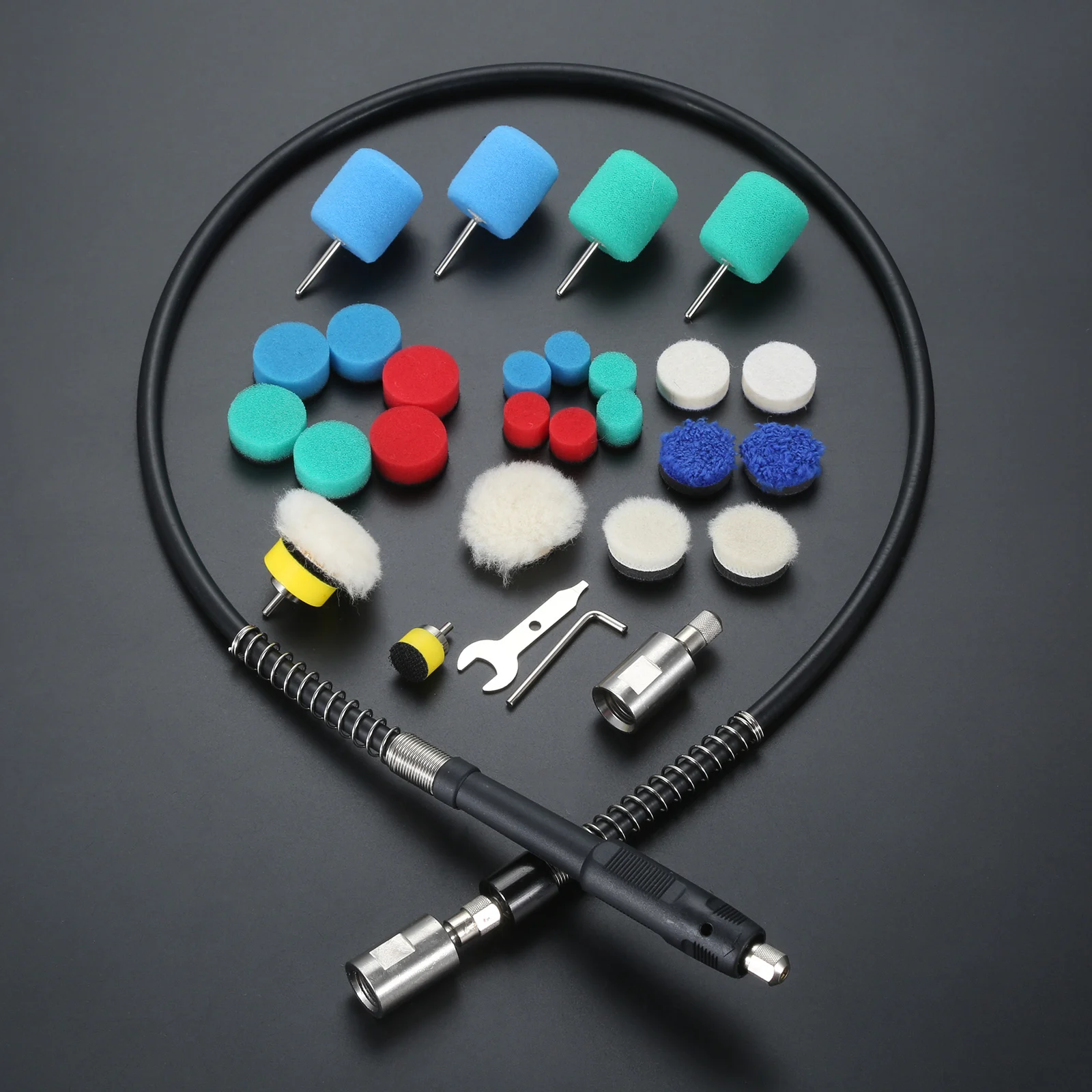 31 pcs/set Mini Detail Polisher Shaft Car Foam Drill Polishing Pad Kit with 5/8Inch&M14 Thread for Rotary Tool/Polishing Machine