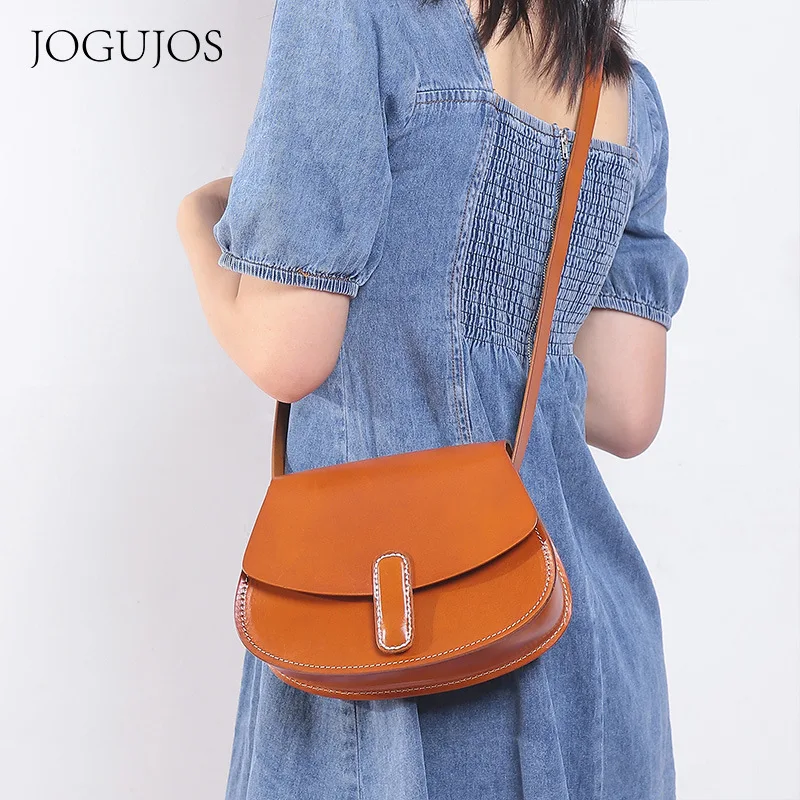 Retro Leather Head Layer Cowhide Fashion Contracted Shoulder Bag Solid Color New Leather  Large Capacity Commute Women Bag