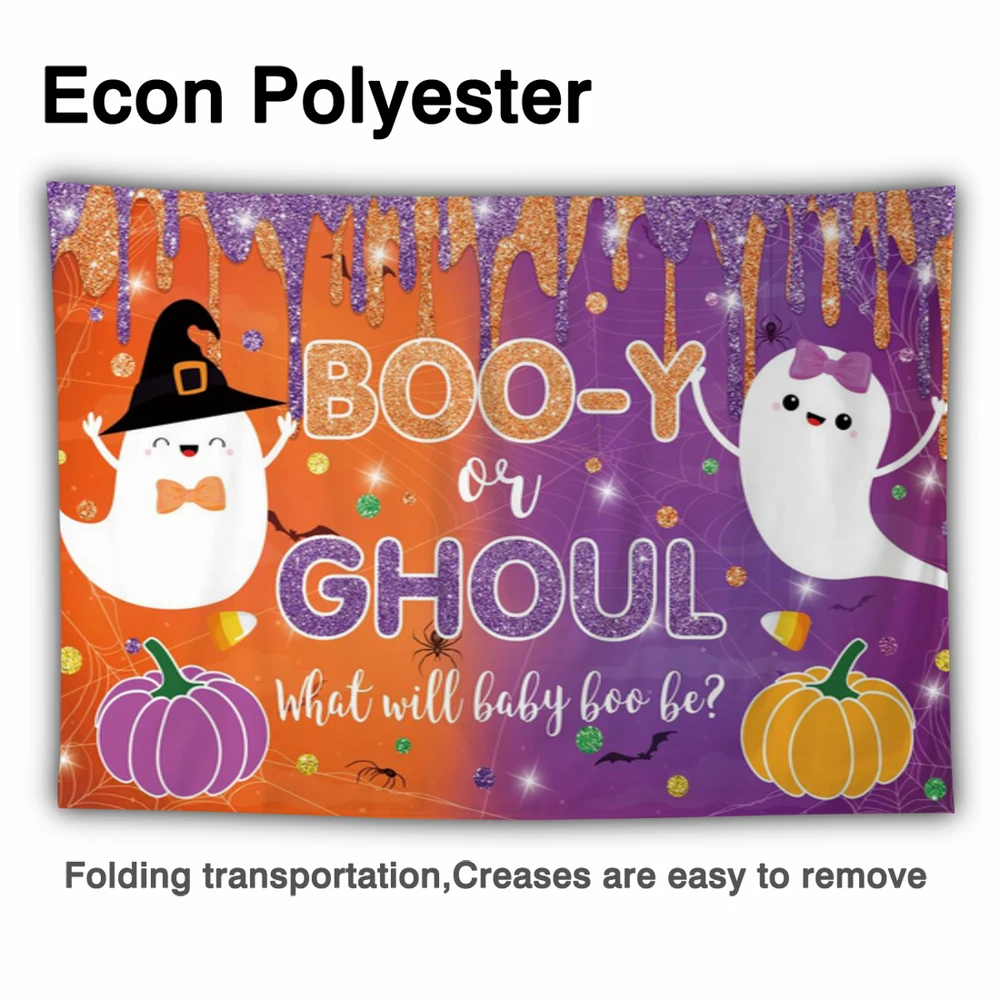 Allenjoy-Fondo de Halloween para mujer, telón con diseño de Booy o Ghoul, con purpurina púrpura, naranja y purpurina, Photozone